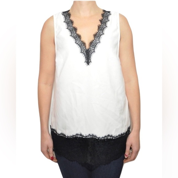 Michael Kors Size Small Black and White Lace Tank Top - Picture 1 of 8